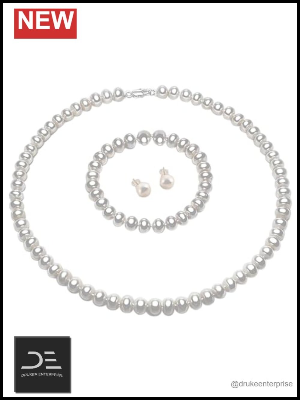 Freshwater Cultured Pearl Jewelry Set for Women - Necklace, Earrings, Bracelet,